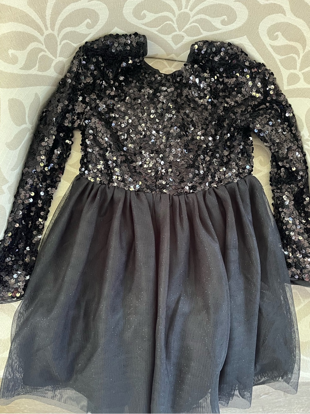 Cat and Jack Girls Black Sequin Tulle Party Dress